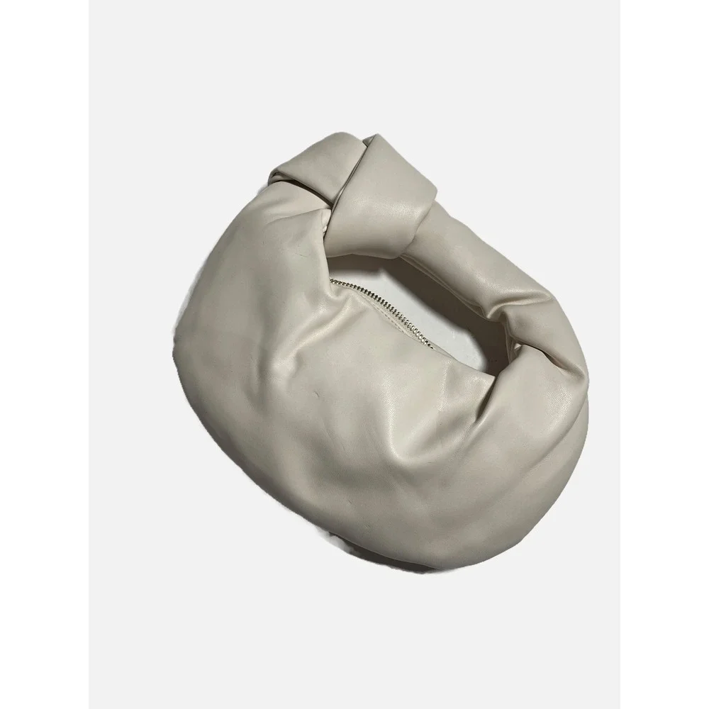 Melie Bianco Brigitte Mini Satchel Women OS Cream Knotted Vegan Leather Hobo Bag